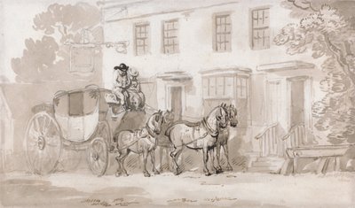 A Stage Coach Outside of the Entrance of an Inn by Thomas Rowlandson